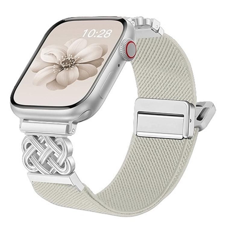 中国結びマグネットバックルツイルストレッチナイロンウォッチバンド、Apple Watch 49mm / 46mm / 45mm / 44mm用、Apple Watch 42mm / 41mm / 40mm / 38mm用