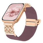 中国結びマグネットバックルツイルストレッチナイロンウォッチバンド、Apple Watch 49mm / 46mm / 45mm / 44mm用、Apple Watch 42mm / 41mm / 40mm / 38mm用