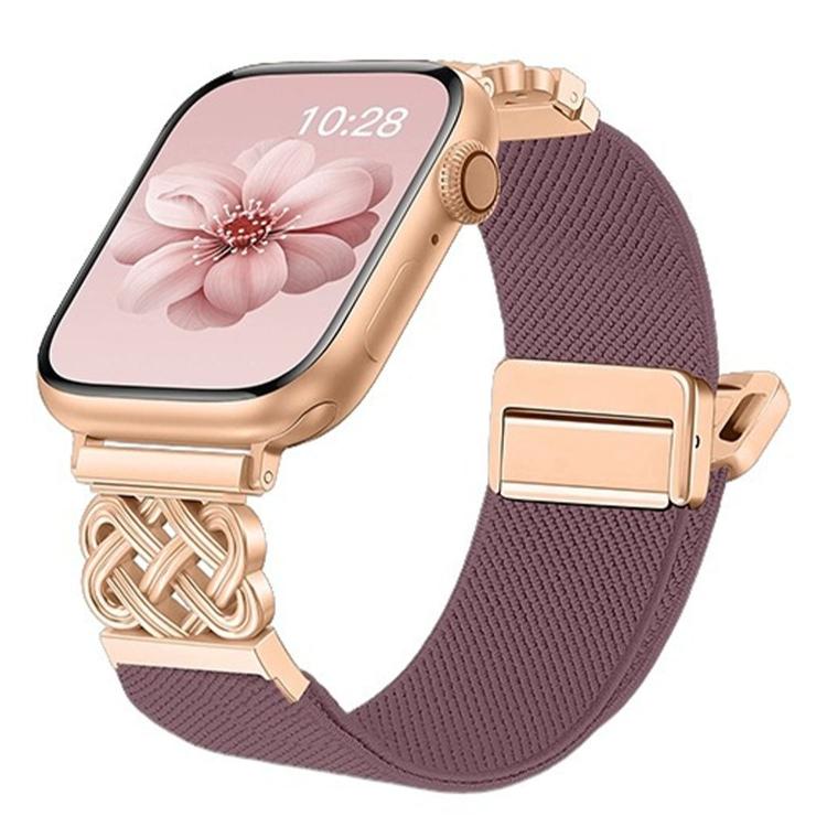 中国結びマグネットバックルツイルストレッチナイロンウォッチバンド、Apple Watch 49mm / 46mm / 45mm / 44mm用、Apple Watch 42mm / 41mm / 40mm / 38mm用
