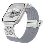 中国結びマグネットバックルツイルストレッチナイロンウォッチバンド、Apple Watch 49mm / 46mm / 45mm / 44mm用、Apple Watch 42mm / 41mm / 40mm / 38mm用