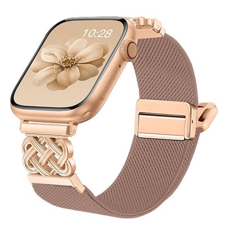中国結びマグネットバックルツイルストレッチナイロンウォッチバンド、Apple Watch 49mm / 46mm / 45mm / 44mm用、Apple Watch 42mm / 41mm / 40mm / 38mm用