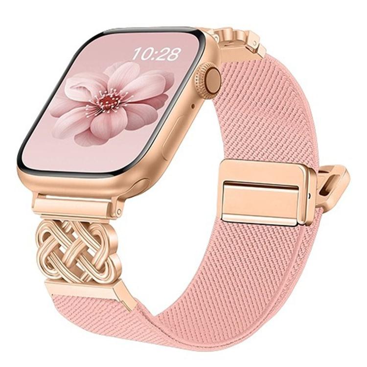 中国結びマグネットバックルツイルストレッチナイロンウォッチバンド、Apple Watch 49mm / 46mm / 45mm / 44mm用、Apple Watch 42mm / 41mm / 40mm / 38mm用