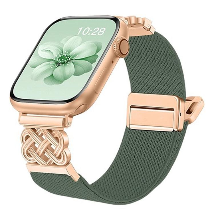 中国結びマグネットバックルツイルストレッチナイロンウォッチバンド、Apple Watch 49mm / 46mm / 45mm / 44mm用、Apple Watch 42mm / 41mm / 40mm / 38mm用
