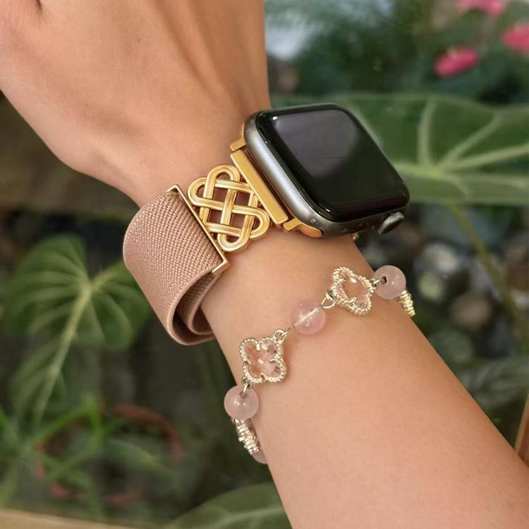 中国結びマグネットバックルツイルストレッチナイロンウォッチバンド、Apple Watch 49mm / 46mm / 45mm / 44mm用、Apple Watch 42mm / 41mm / 40mm / 38mm用