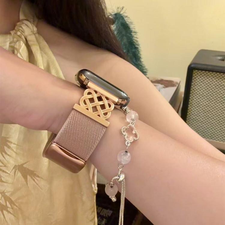 中国結びマグネットバックルツイルストレッチナイロンウォッチバンド、Apple Watch 49mm / 46mm / 45mm / 44mm用、Apple Watch 42mm / 41mm / 40mm / 38mm用