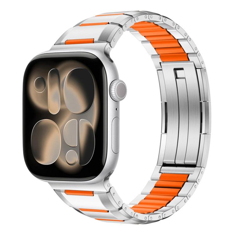 多面体ラバーインレイステンレススチールウォッチバンド、Apple Watch 46mm / 49mm / 45mm / 44mm用、Apple Watch 42mm / 41mm / 40mm / 38mm用