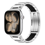 多面体ラバーインレイステンレススチールウォッチバンド、Apple Watch 46mm / 49mm / 45mm / 44mm用、Apple Watch 42mm / 41mm / 40mm / 38mm用