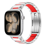多面体ラバーインレイステンレススチールウォッチバンド、Apple Watch 46mm / 49mm / 45mm / 44mm用、Apple Watch 42mm / 41mm / 40mm / 38mm用