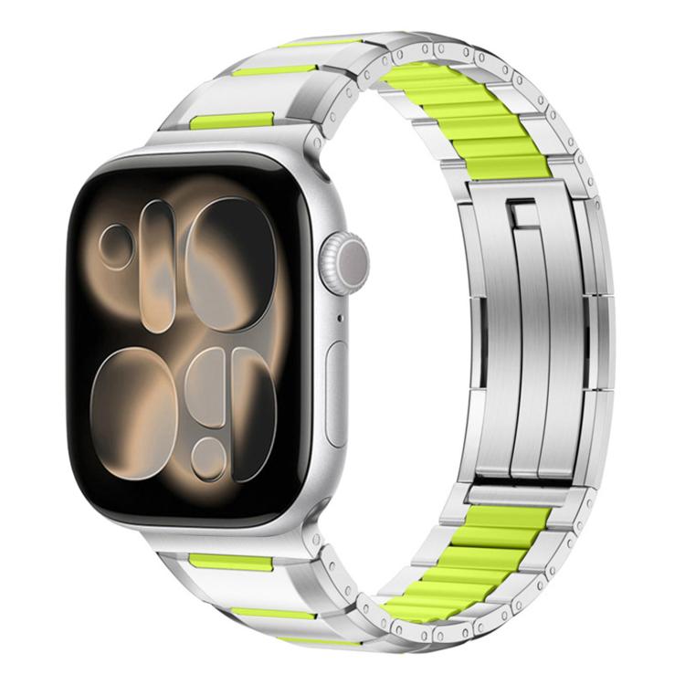 多面体ラバーインレイステンレススチールウォッチバンド、Apple Watch 46mm / 49mm / 45mm / 44mm用、Apple Watch 42mm / 41mm / 40mm / 38mm用