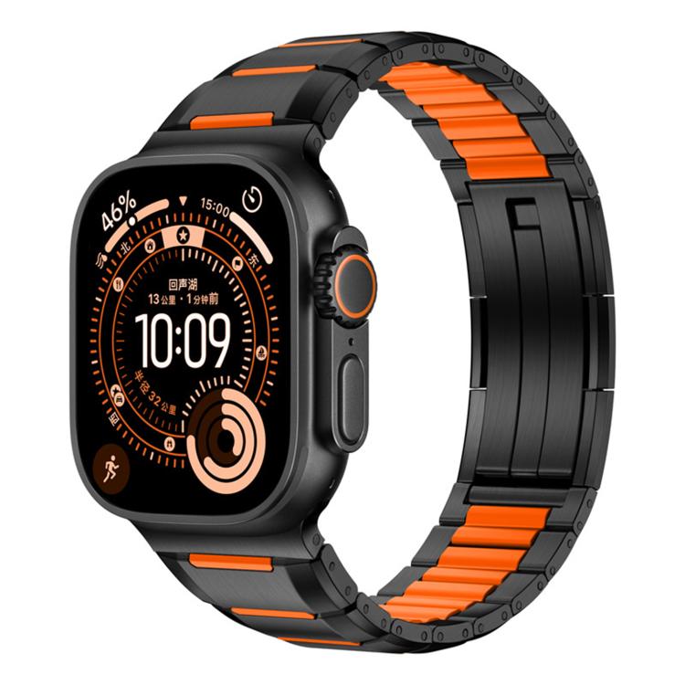 多面体ラバーインレイステンレススチールウォッチバンド、Apple Watch 46mm / 49mm / 45mm / 44mm用、Apple Watch 42mm / 41mm / 40mm / 38mm用