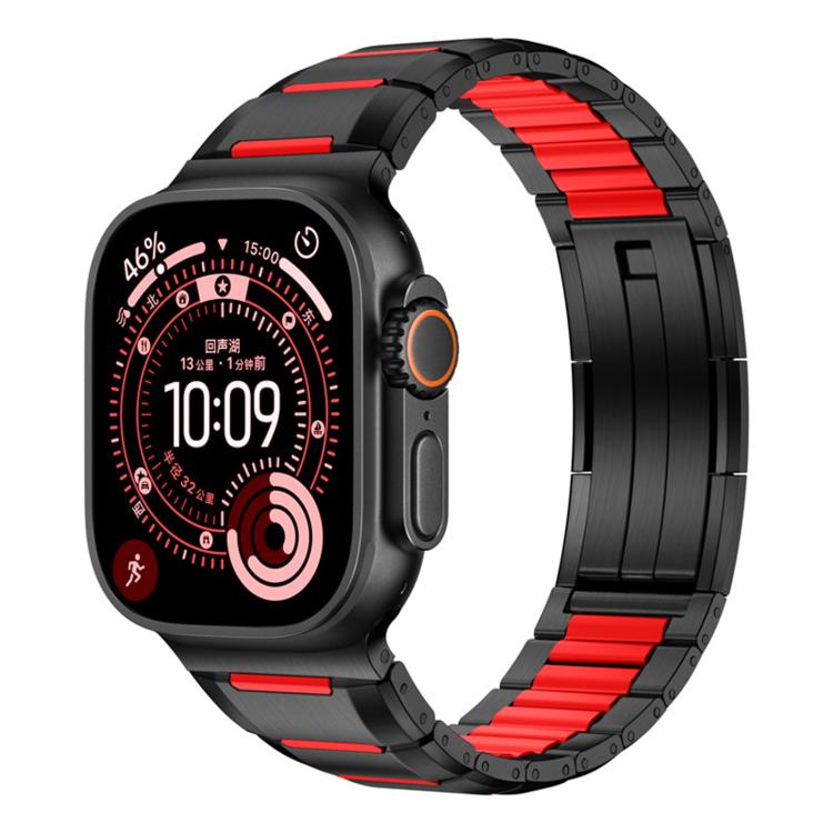 多面体ラバーインレイステンレススチールウォッチバンド、Apple Watch 46mm / 49mm / 45mm / 44mm用、Apple Watch 42mm / 41mm / 40mm / 38mm用