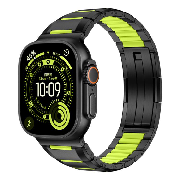多面体ラバーインレイステンレススチールウォッチバンド、Apple Watch 46mm / 49mm / 45mm / 44mm用、Apple Watch 42mm / 41mm / 40mm / 38mm用