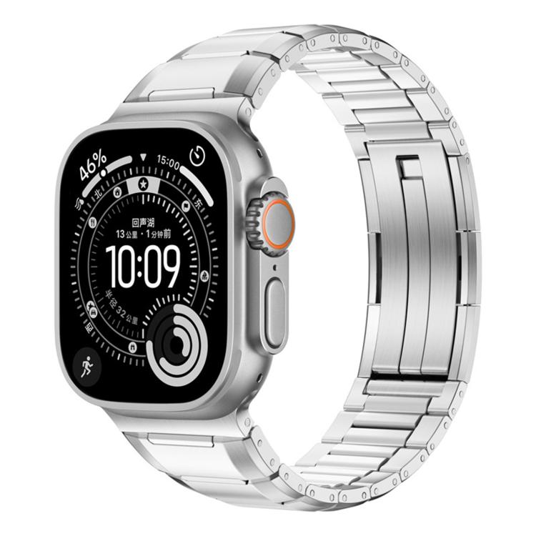 多面体ラバーインレイステンレススチールウォッチバンド、Apple Watch 46mm / 49mm / 45mm / 44mm用、Apple Watch 42mm / 41mm / 40mm / 38mm用