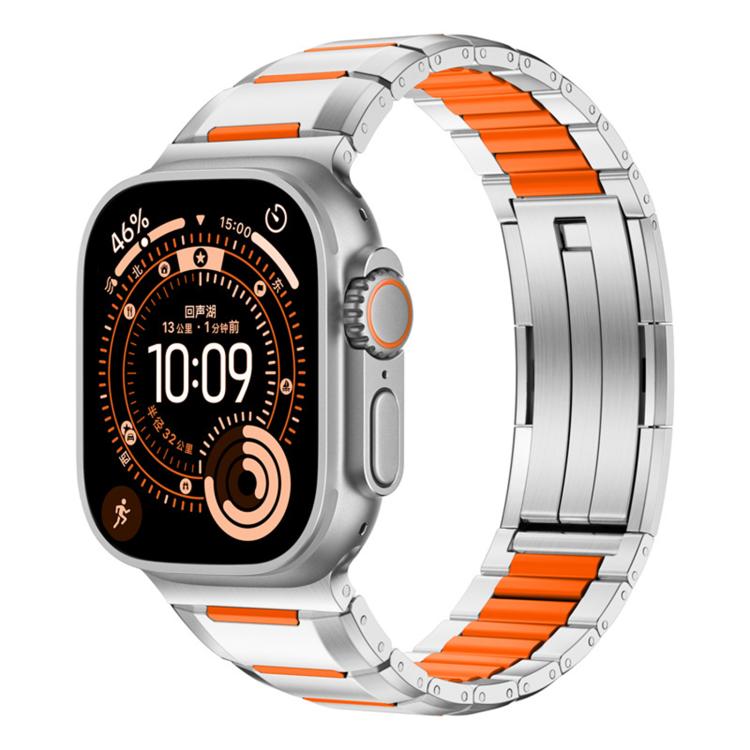 多面体ラバーインレイステンレススチールウォッチバンド、Apple Watch 46mm / 49mm / 45mm / 44mm用、Apple Watch 42mm / 41mm / 40mm / 38mm用