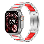 多面体ラバーインレイステンレススチールウォッチバンド、Apple Watch 46mm / 49mm / 45mm / 44mm用、Apple Watch 42mm / 41mm / 40mm / 38mm用