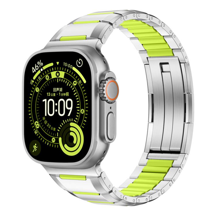 多面体ラバーインレイステンレススチールウォッチバンド、Apple Watch 46mm / 49mm / 45mm / 44mm用、Apple Watch 42mm / 41mm / 40mm / 38mm用