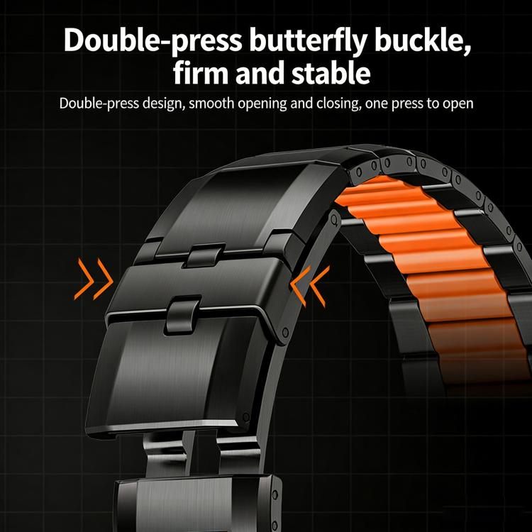 多面体ラバーインレイステンレススチールウォッチバンド、Apple Watch 46mm / 49mm / 45mm / 44mm用、Apple Watch 42mm / 41mm / 40mm / 38mm用