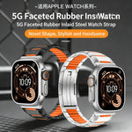 多面体ラバーインレイステンレススチールウォッチバンド、Apple Watch 46mm / 49mm / 45mm / 44mm用、Apple Watch 42mm / 41mm / 40mm / 38mm用