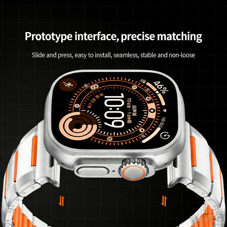多面体ラバーインレイステンレススチールウォッチバンド、Apple Watch 46mm / 49mm / 45mm / 44mm用、Apple Watch 42mm / 41mm / 40mm / 38mm用