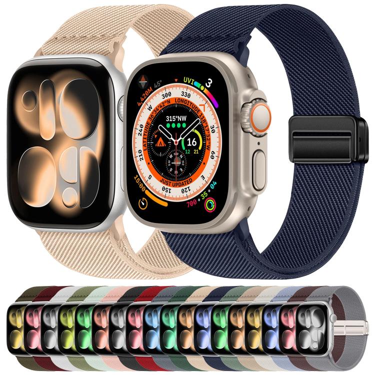 ダブルマグネットバックル伸縮ナイロンウォッチバンド、Apple Watch 49mm / 46mm / 45mm / 44mm用、Apple Watch 42mm / 41mm / 40mm / 38mm用