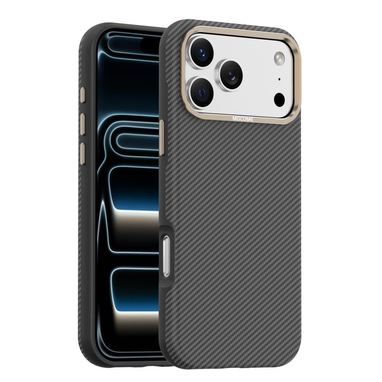 モコメ ケブラー カーボンファイバーテクスチャ 磁気衝撃吸収スマホケース、iPhone 17 Pro Max用