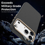 モコメ ケブラー カーボンファイバーテクスチャ 磁気衝撃吸収スマホケース、iPhone 17 Pro Max用