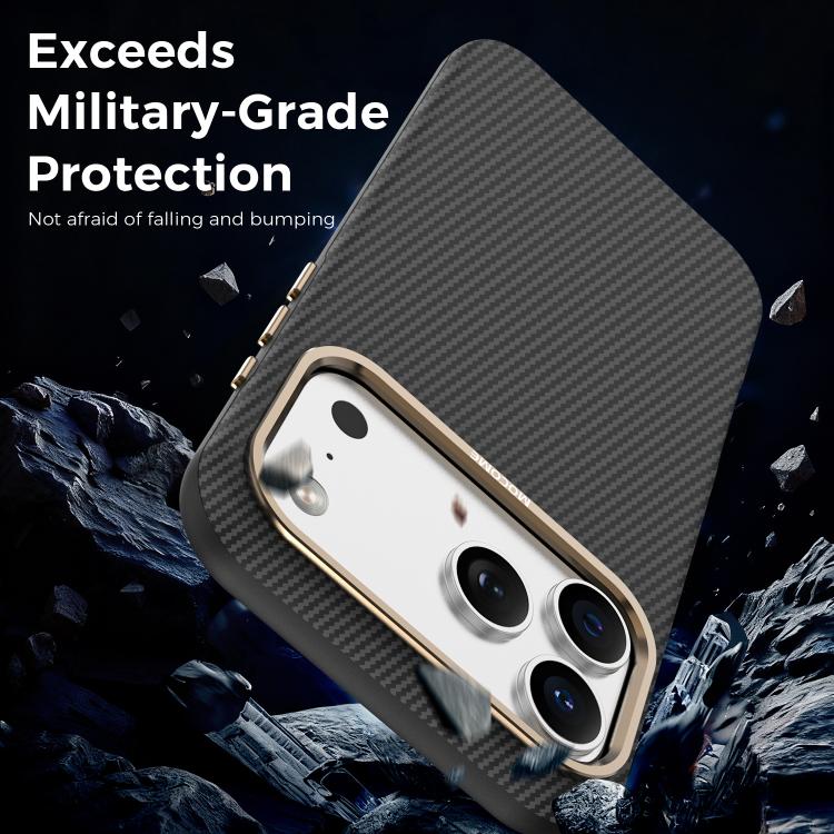 モコメ ケブラー カーボンファイバーテクスチャ 磁気衝撃吸収スマホケース、iPhone 17 Pro Max用