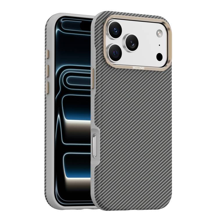 モコメ ケブラー カーボンファイバーテクスチャ 磁気衝撃吸収スマホケース、iPhone 17 Pro Max用
