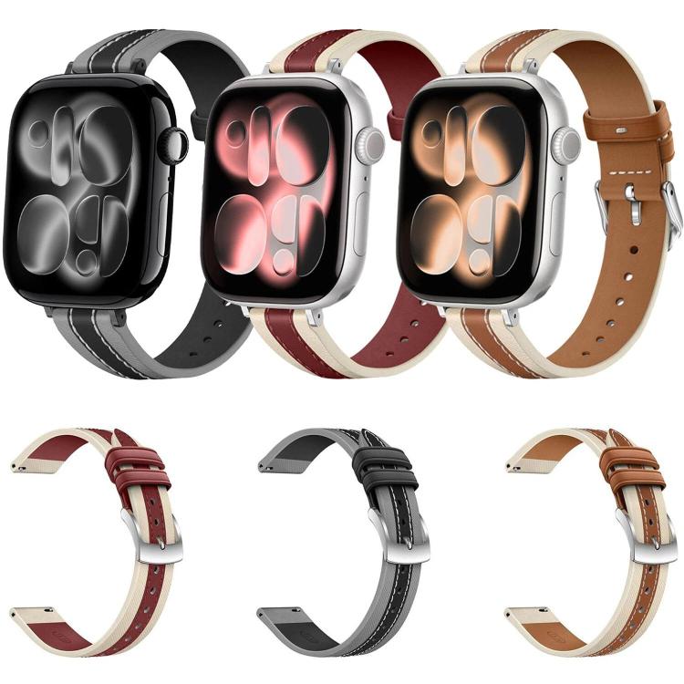 Composite Stitching Genuine Leather Watch Band, For Apple Watch 46mm / 49mm / 45mm / 44mm, For Apple Watch 42mm / 41mm / 40mm / 38mm
