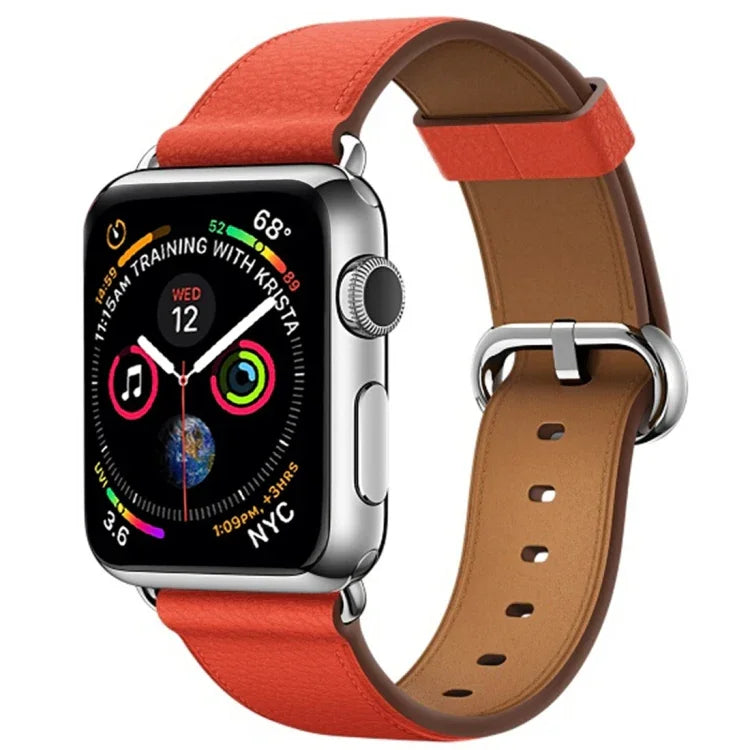 クラシックボタンレザーリストストラップウォッチバンド Apple Watch Series 3 & 2 & 1 42mm用