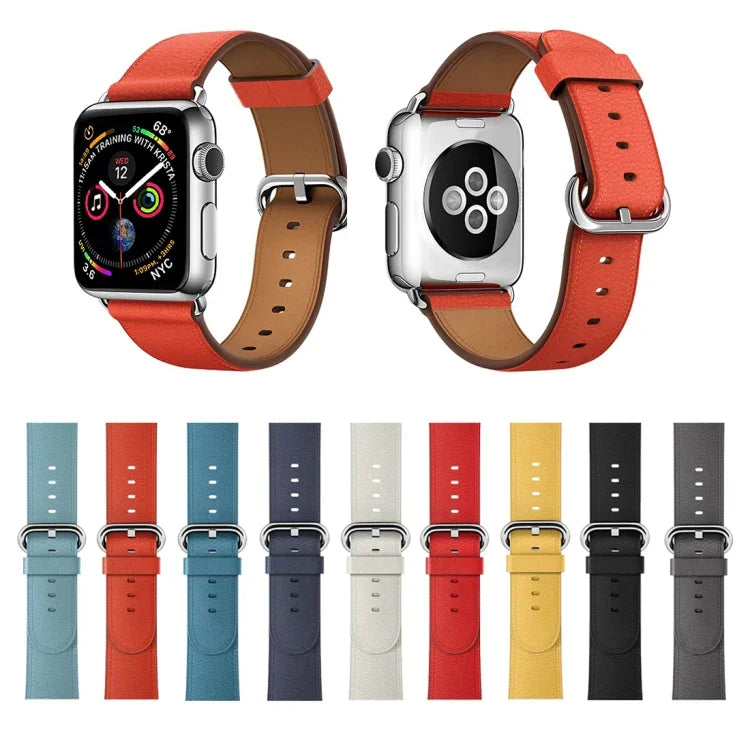 クラシックボタンレザーリストストラップウォッチバンド Apple Watch Series 3 & 2 & 1 42mm用