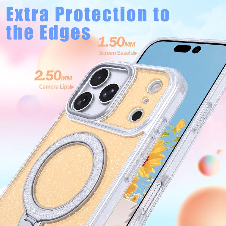Starry Glitter Magnetic Holder Phone Case, For iPhone 17 Pro Max, For iPhone 17 Pro, For iPhone 17