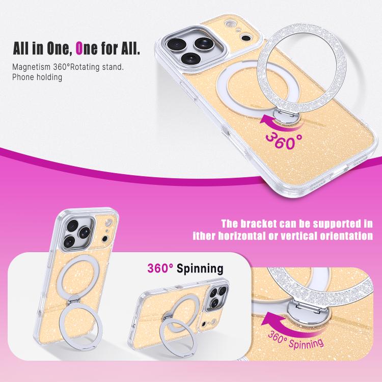 Starry Glitter Magnetic Holder Phone Case, For iPhone 17 Pro Max, For iPhone 17 Pro, For iPhone 17