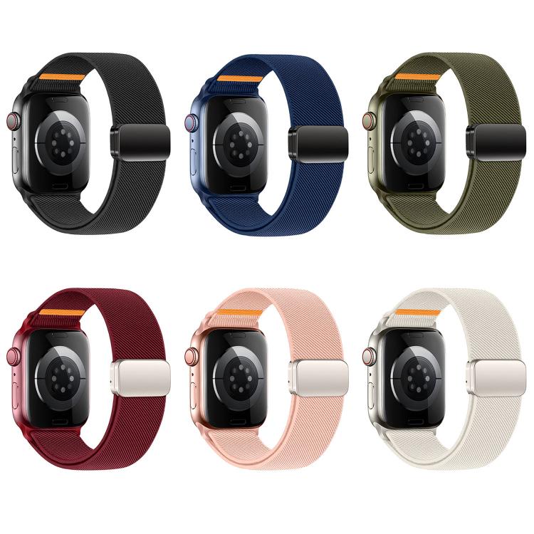 ダブルマグネティックバックルシングルステッチナイロンウォッチバンド、Apple Watch 49mm / 46mm / 45mm / 44mm用、Apple Watch 42mm / 41mm / 40mm / 38mm用