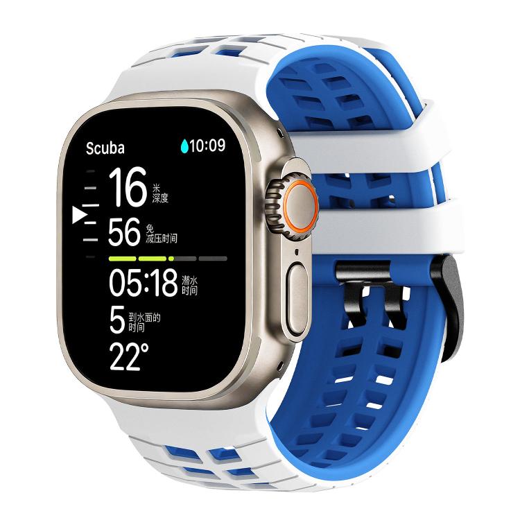ダブルホールツートーンタイヤテクスチャーシリコンウォッチバンド、Apple Watch 49mm / 46mm / 45mm / 44mm用