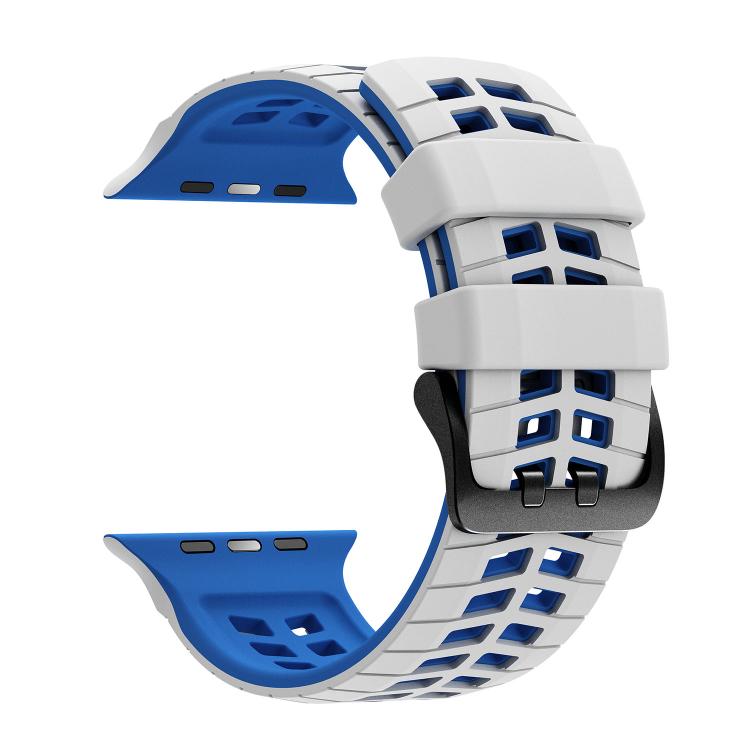 ダブルホールツートーンタイヤテクスチャーシリコンウォッチバンド、Apple Watch 49mm / 46mm / 45mm / 44mm用