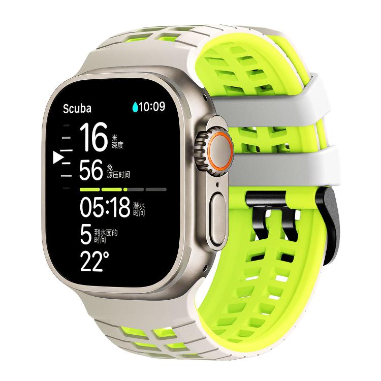 ダブルホールツートーンタイヤテクスチャーシリコンウォッチバンド、Apple Watch 49mm / 46mm / 45mm / 44mm用