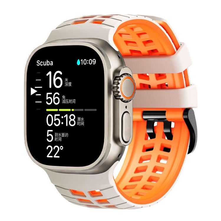 ダブルホールツートーンタイヤテクスチャーシリコンウォッチバンド、Apple Watch 49mm / 46mm / 45mm / 44mm用