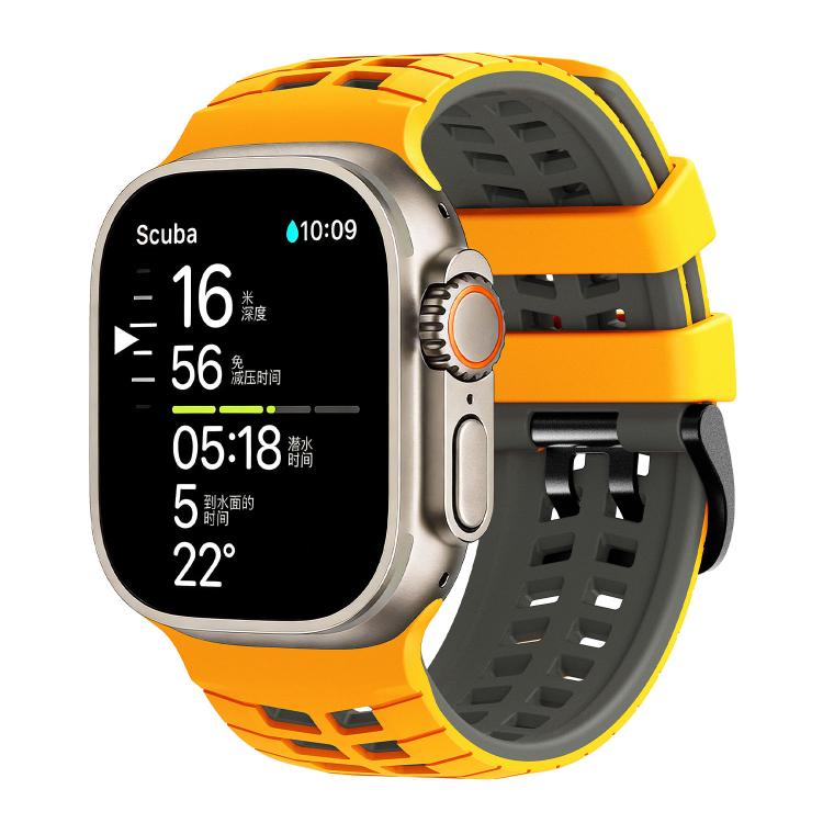 ダブルホールツートーンタイヤテクスチャーシリコンウォッチバンド、Apple Watch 49mm / 46mm / 45mm / 44mm用