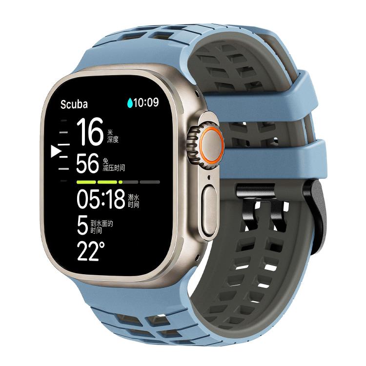 ダブルホールツートーンタイヤテクスチャーシリコンウォッチバンド、Apple Watch 49mm / 46mm / 45mm / 44mm用