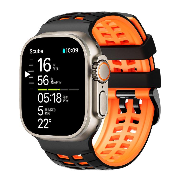 ダブルホールツートーンタイヤテクスチャーシリコンウォッチバンド、Apple Watch 49mm / 46mm / 45mm / 44mm用