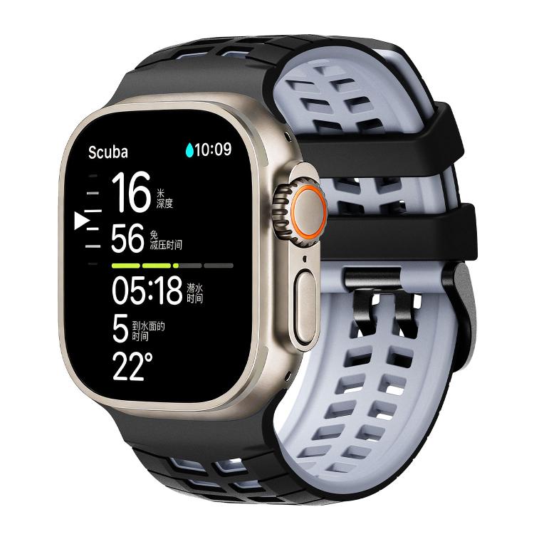 ダブルホールツートーンタイヤテクスチャーシリコンウォッチバンド、Apple Watch 49mm / 46mm / 45mm / 44mm用