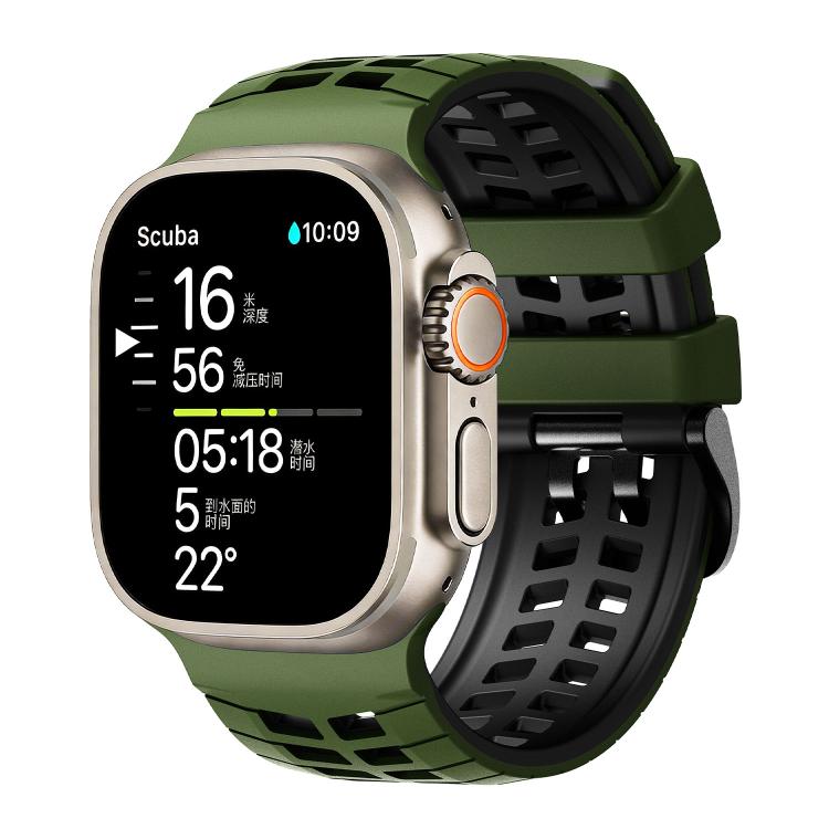 ダブルホールツートーンタイヤテクスチャーシリコンウォッチバンド、Apple Watch 49mm / 46mm / 45mm / 44mm用