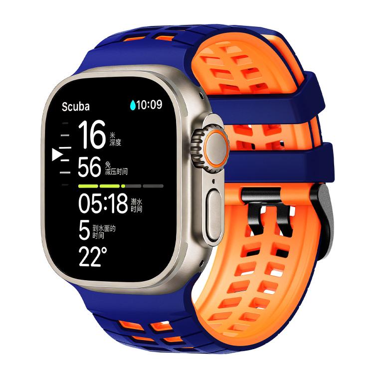 ダブルホールツートーンタイヤテクスチャーシリコンウォッチバンド、Apple Watch 49mm / 46mm / 45mm / 44mm用