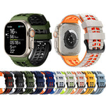 ダブルホールツートーンタイヤテクスチャーシリコンウォッチバンド、Apple Watch 49mm / 46mm / 45mm / 44mm用