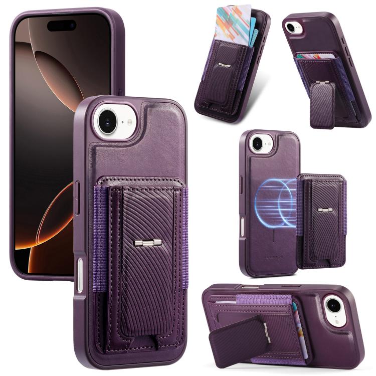 CaseNeo Fold Holder Retro Elastic Card Bag Magnetic Back Phone Case, For iPhone 17e / 16e, For iPhone 17 Pro Max, For iPhone 17 Pro, For iPhone 17, For iPhone Air, For iPhone 16 Pro Max, For iPhone 16 Pro, For iPhone 16 Plus, For iPhone 16             ...