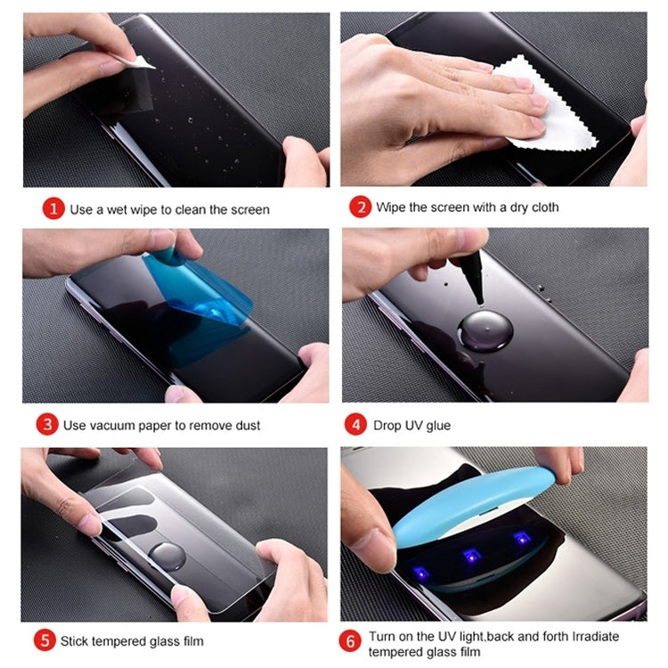 UV液体曲面フル接着 全面強化ガラス、Galaxy S8(1枚)、Galaxy S8 PLUS(1枚)、Galaxy S9(1枚)、Galaxy S9+(1枚)、Galaxy Note 8、Galaxy Note 9、Galaxy S10 5G(1枚)、Huawei P20 Lite、Huawei P30用