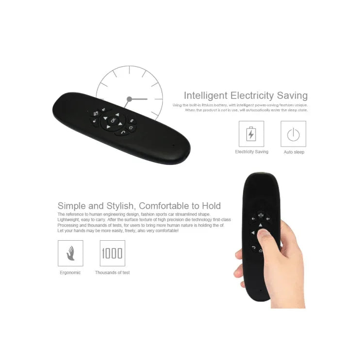 C120 2.4G ミニキーボード ワイヤレスリモートマウス、3軸ジャイロ＆3軸重力センサー搭載、PC / HTPC / IPTV / スマートTVおよびAndroid TVボックス対応
