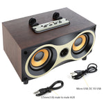 ポータブル 木製 ワイヤレススピーカー サブウーファー ステレオ ラジオ FM デスクトップ Bluetoothスピーカー ブラウン木製
