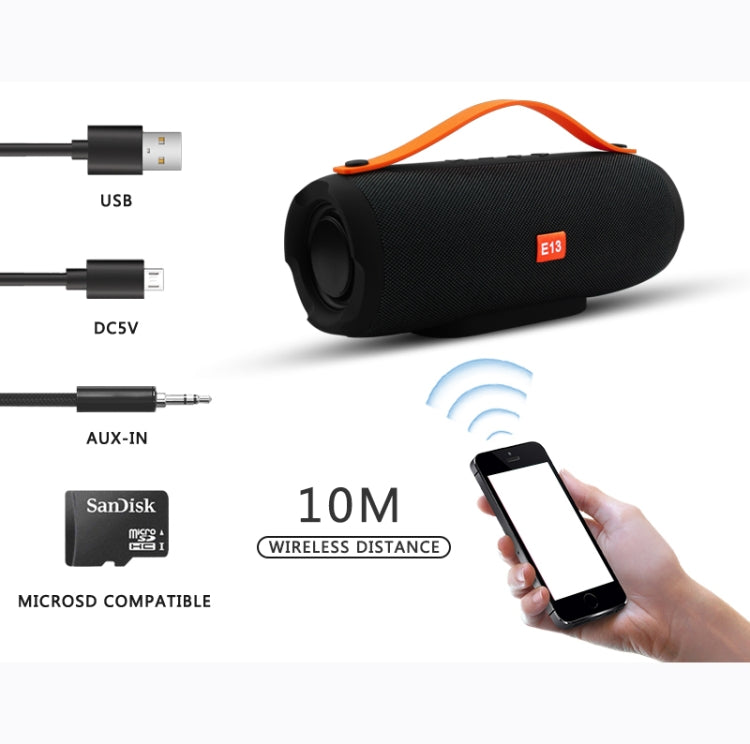 E13 ミニ ポータブル ワイヤレス Bluetooth スピーカー ステレオ スピーカーフォン ラジオ ミュージック サブウーファー カラムスピーカー TF FM対応 レッド、ブルー、ブラック